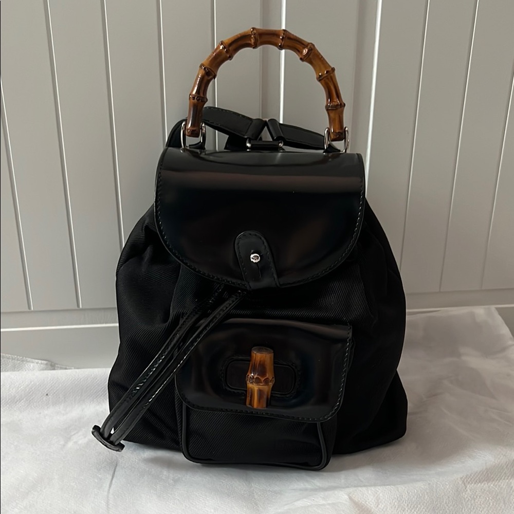 Gucci Bamboo Women Black Backpacks Authenticated with COA
